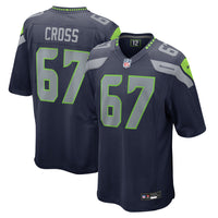 Charles Cross Seattle Seahawks Football Jersey, Navy Game Sportswear Jersey Shirt, Lightweight Breathable Athletic Jersey, Casual Gift for Men