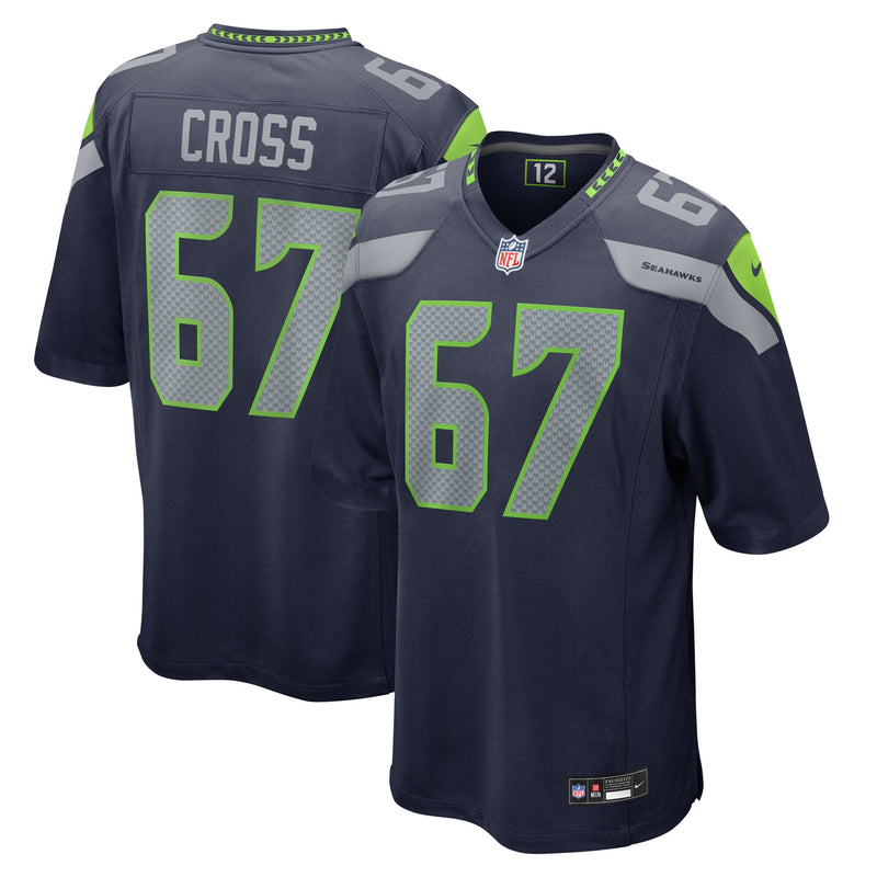 Charles Cross Seattle Seahawks Football Jersey, Navy Game Sportswear Jersey Shirt, Lightweight Breathable Athletic Jersey, Casual Gift for Men