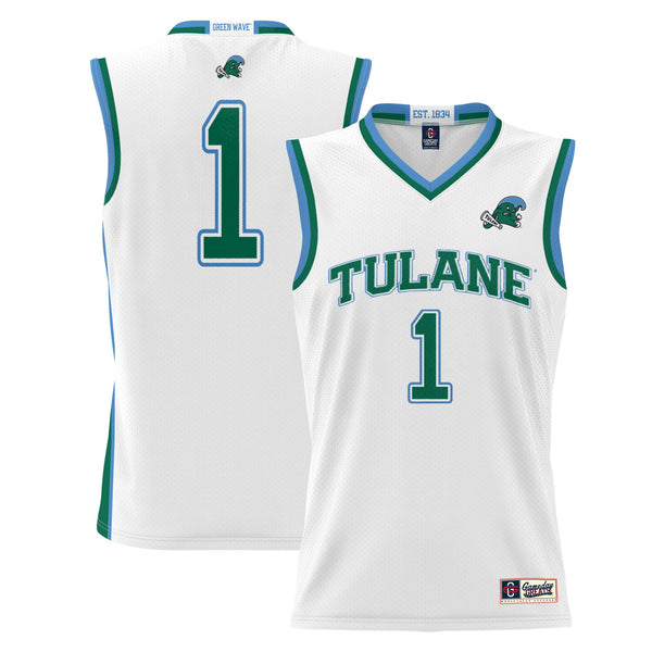 Male #1 White Tulane Green Wave Lightweight Basketball Jersey