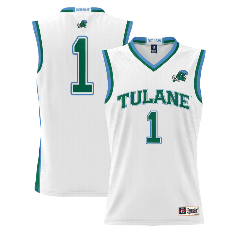 Tulane Green Wave Lightweight Basketball Jersey, White Sportswear Jersey Shirt, Sleeveless Athletic Tank Jersey, Casual Gift for Men