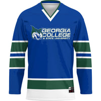 Georgia College Bobcats Hockey Jersey, Blue Sportswear Jersey Shirt, Long Sleeve Hockey Sweater Jersey, Casual Gift for Men