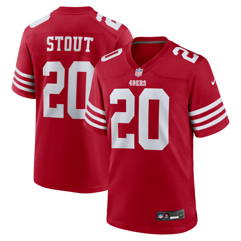 Upton Stout San Francisco 49ers Football Jersey, Scarlet Sportswear Jersey Shirt, Lightweight Breathable Athletic Jersey, Casual Gift for Men