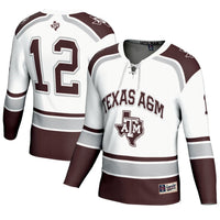 Texas A&M Aggies Hockey Jersey, White Fashion Sportswear Jersey Shirt, Long Sleeve Hockey Sweater Jersey, Casual Gift for Men