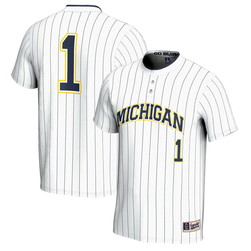 Michigan Wolverines Softball Jersey, White Lightweight Sportswear Jersey Shirt, Lightweight Breathable Athletic Jersey, Casual Gift for Men
