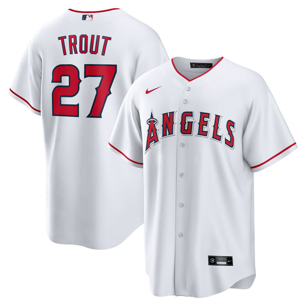 Los Angeles Angels Mike Trout White Home Replica Player Name Jersey