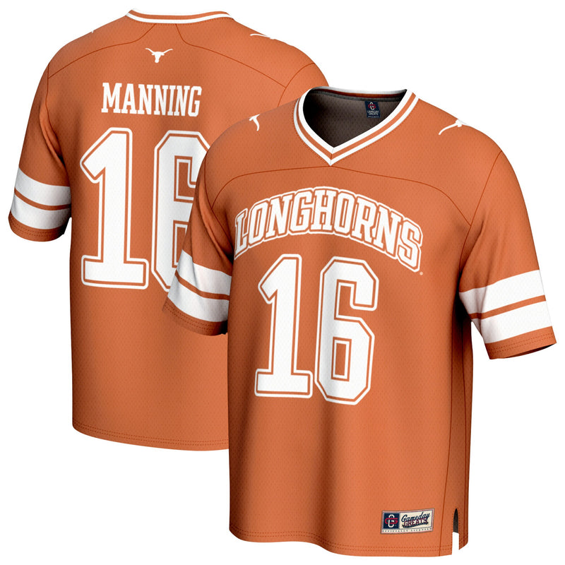 Texas Longhorns Football Jersey, Orange Lightweight Sportswear Jersey Shirt, Lightweight Breathable Athletic Jersey, Casual Gift for Men
