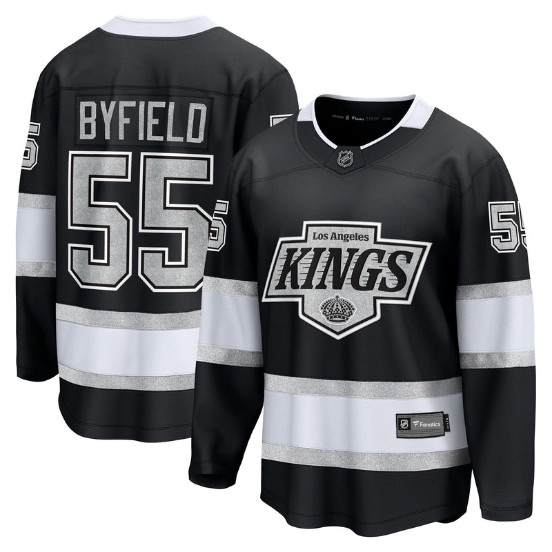 Quinton Byfield Los Angeles Kings Hockey Jersey, Black Breakaway Sportswear Jersey Shirt, Long Sleeve Hockey Sweater Jersey, Casual Gift for Men