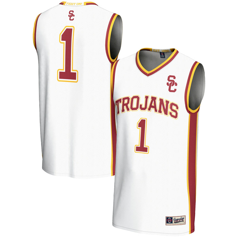 USC Trojans Basketball Jersey, White Lightweight Sportswear Jersey Shirt, Sleeveless Athletic Tank Jersey, Casual Gift for Men