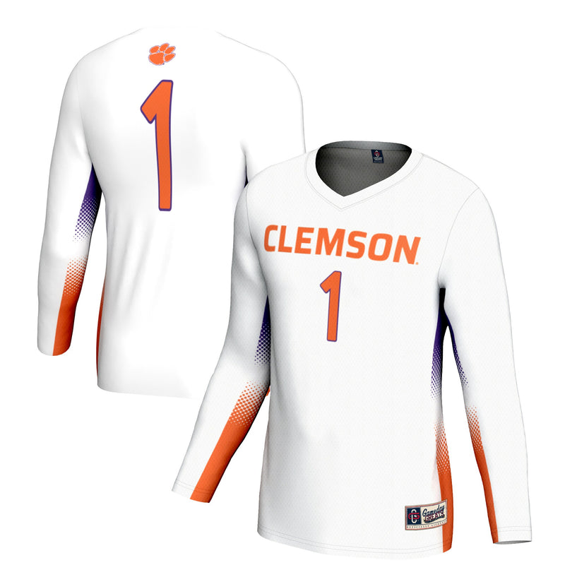 Clemson Tigers Volleyball Jersey, White Sportswear Jersey Shirt, Lightweight Breathable Athletic Jersey, Casual Gift for Men, Style 200461741