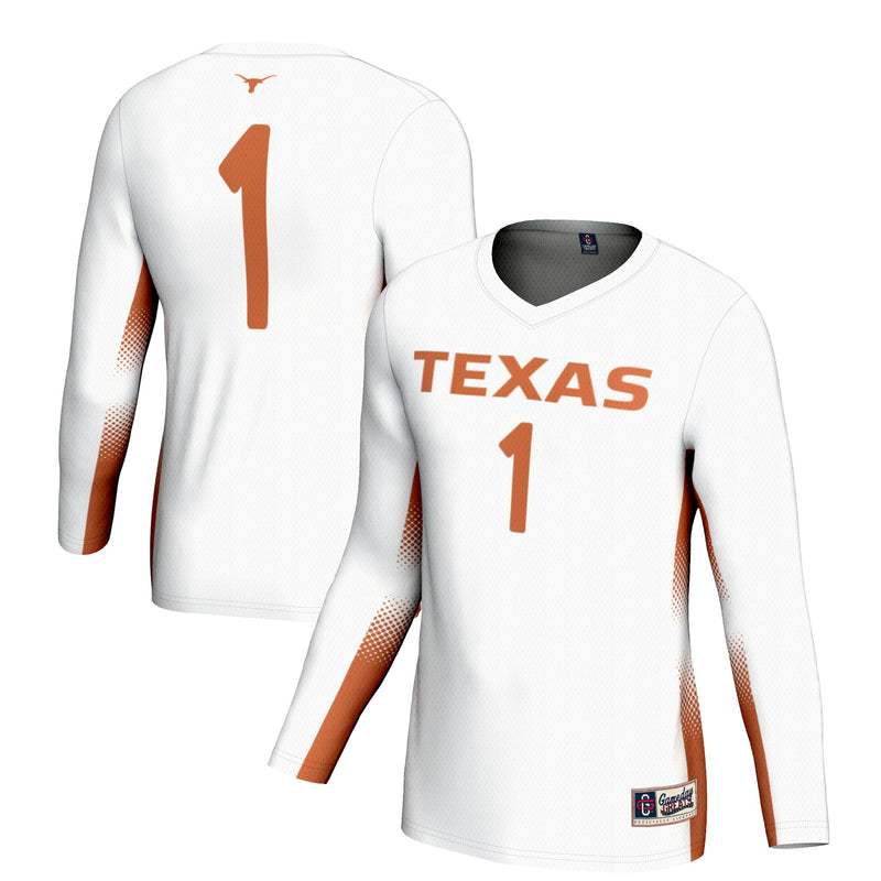 Texas Longhorns Volleyball Jersey, White Sportswear Jersey Shirt, Lightweight Breathable Athletic Jersey, Casual Gift for Men, Style 200461763