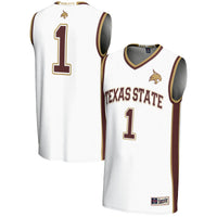 Texas State Bobcats Basketball Jersey, White Sportswear Jersey Shirt, Sleeveless Athletic Tank Jersey, Casual Gift for Men, Style 200951935