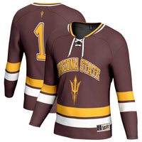 Arizona State Sun Devils Hockey Jersey, Maroon Fashion Sportswear Jersey Shirt, Long Sleeve Hockey Sweater Jersey, Casual Gift for Men