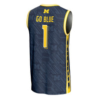 Michigan Wolverines Basketball Jersey, Navy Sportswear Jersey Shirt, Sleeveless Athletic Tank Jersey, Casual Gift for Men, Style 201516382