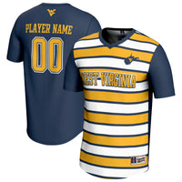 West Virginia Mountaineers Soccer Jersey, Navy/Gold Fashion Sportswear Jersey Shirt, Lightweight Breathable Athletic Jersey, Casual Gift for Men