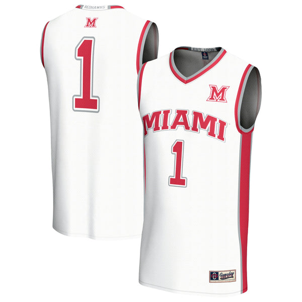#1 Miami University RedHawks Lightweight Collegiate Basketball Fashion Jersey - White