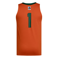 Miami Hurricanes Basketball Jersey, Green/Orange Sportswear Jersey Shirt, Sleeveless Athletic Tank Jersey, Casual Gift for Men
