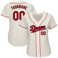 Custom Baseball Jersey, Cream Red Sportswear Jersey Shirt, Athletic Button Down Moisture Wicking Jersey, Casual Gift for Men, Style Cream0026