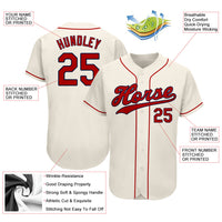 Custom Baseball Jersey, Cream Red Sportswear Jersey Shirt, Athletic Button Down Moisture Wicking Jersey, Casual Gift for Men, Style Cream0026
