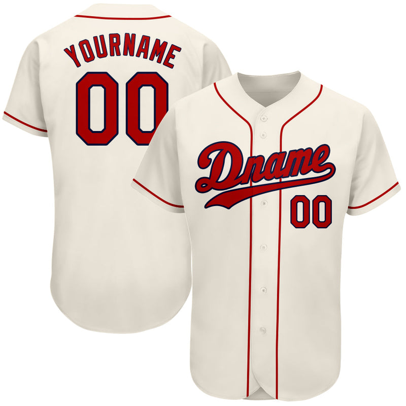 Custom Baseball Jersey, Cream Red Sportswear Jersey Shirt, Athletic Button Down Moisture Wicking Jersey, Casual Gift for Men, Style Cream0026