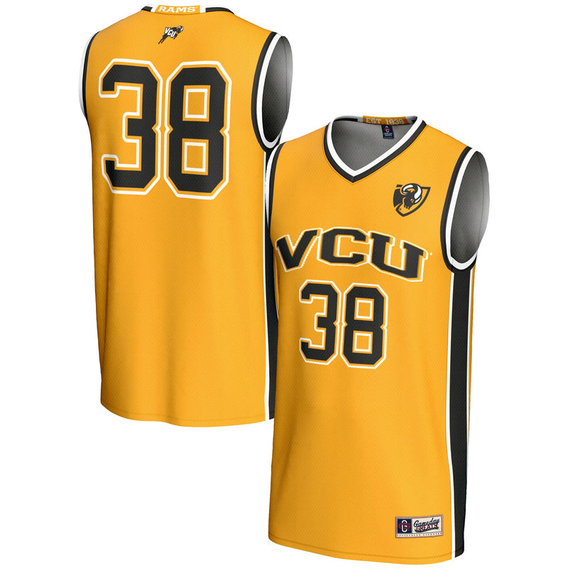 VCU Rams Basketball Jersey, Gold Lightweight Sportswear Jersey Shirt, Sleeveless Athletic Tank Jersey, Casual Gift for Men