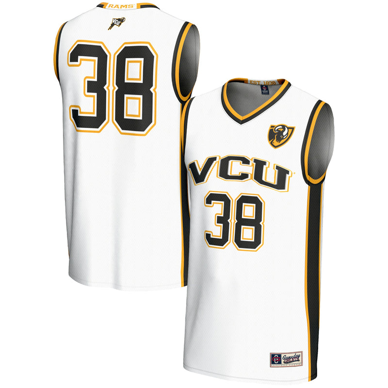 VCU Rams Basketball Jersey, White Lightweight Sportswear Jersey Shirt, Sleeveless Athletic Tank Jersey, Casual Gift for Men