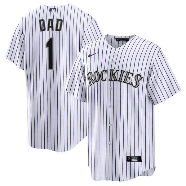 Colorado Rockies White #1 Dad Home Replica Jersey