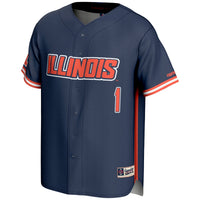 Illinois Fighting Illini Lightweight Baseball Jersey, Navy Sportswear Jersey Shirt, Lightweight Breathable Athletic Jersey, Casual Gift for Men