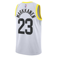 Lauri Markkanen Utah Jazz Basketball Jersey, White Swingman Sportswear Jersey Shirt, Sleeveless Athletic Tank Jersey, Casual Gift for Men