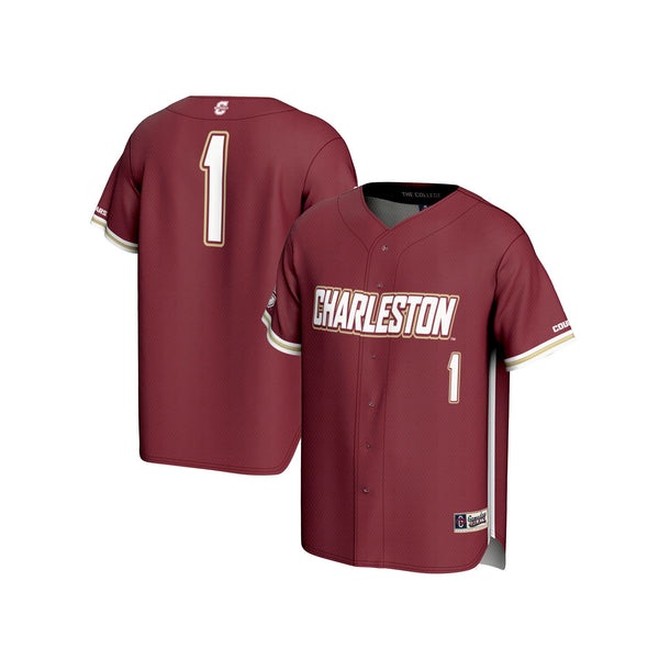 #1 Charleston Cougars Lightweight Baseball Fashion Jersey - Maroon