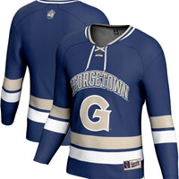 Georgetown Hoyas Hockey Jersey, Navy Sportswear Jersey Shirt, Long Sleeve Hockey Sweater Jersey, Casual Gift for Men