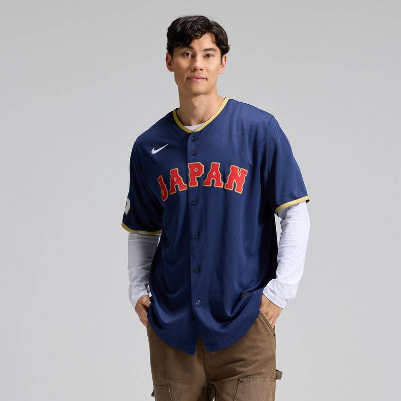 Japan Baseball Jersey, Navy Classic Sportswear Jersey Shirt, Lightweight Breathable Athletic Jersey, Casual Gift for Men