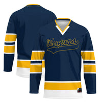 Central Alabama Community College Trojans Hockey Jersey, Navy Sportswear Jersey Shirt, Long Sleeve Hockey Sweater Jersey, Casual Gift for Men
