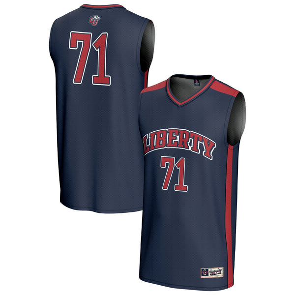 #71 Liberty Flames Lightweight Collegiate Basketball Fashion Jersey - Navy