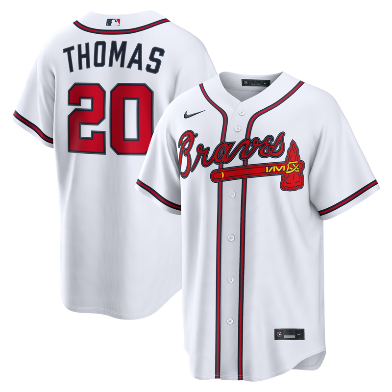 Lane Thomas Atlanta Braves Baseball Jersey, White Replica Sportswear Jersey Shirt, Lightweight Breathable Athletic Jersey, Casual Gift for Men