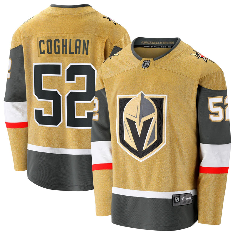 Dylan Coghlan Vegas Golden Knights Hockey Jersey, Gold Breakaway Sportswear Jersey Shirt, Long Sleeve Hockey Sweater Jersey, Casual Gift for Men
