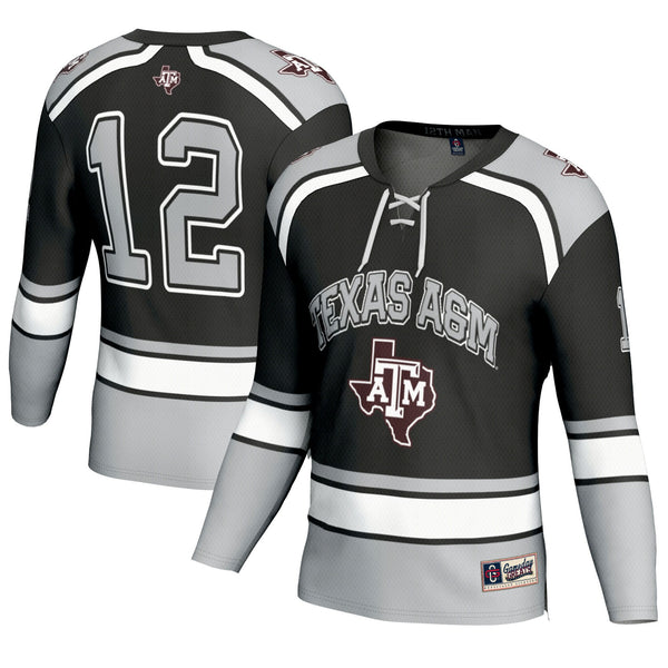 #12 Texas A&M Aggies Hockey Fashion Jersey – Black