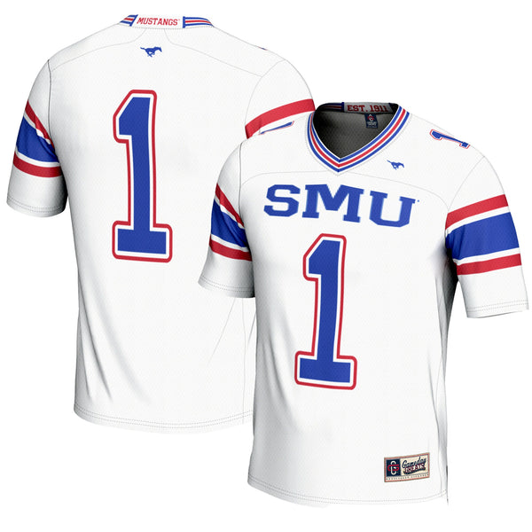 #1 White SMU Mustangs Endzone Football Jersey