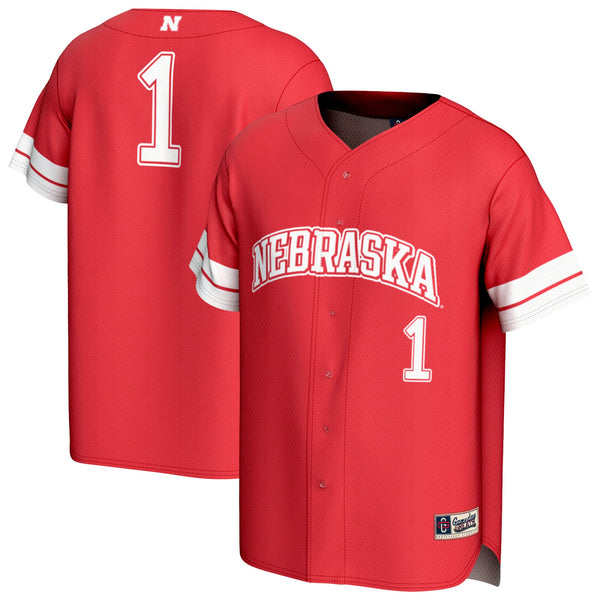 #1 Nebraska Huskers Lightweight Collegiate Baseball Fashion Jersey - Scarlet