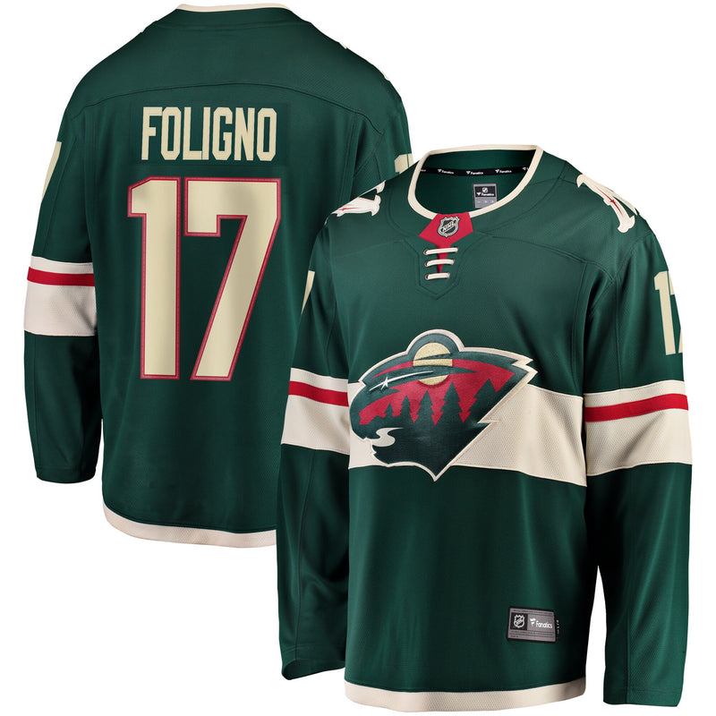 Marcus Foligno Minnesota Wild Hockey Jersey, Green Breakaway Sportswear Jersey Shirt, Long Sleeve Hockey Sweater Jersey, Casual Gift for Men