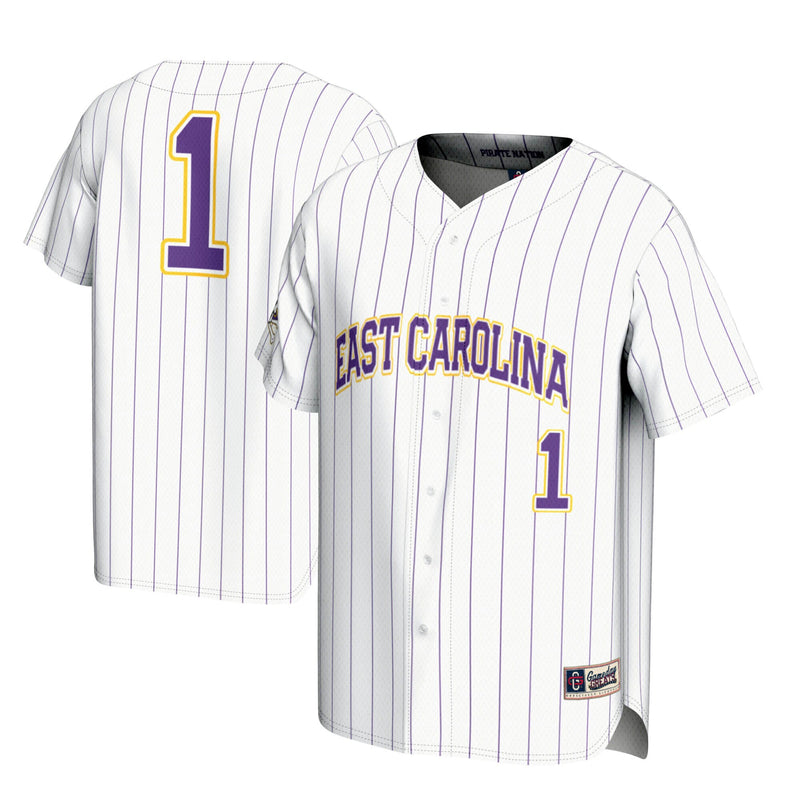 ECU Pirates Baseball Jersey, White Sportswear Jersey Shirt, Lightweight Breathable Athletic Jersey, Casual Gift for Men, Style 201180020