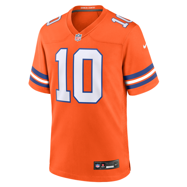 Denver Broncos Bo Nix Orange Mile High Collection 1977 Throwback Player Game Jersey