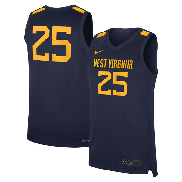 #25 Navy West Virginia Mountaineers Road Replica Basketball Jersey