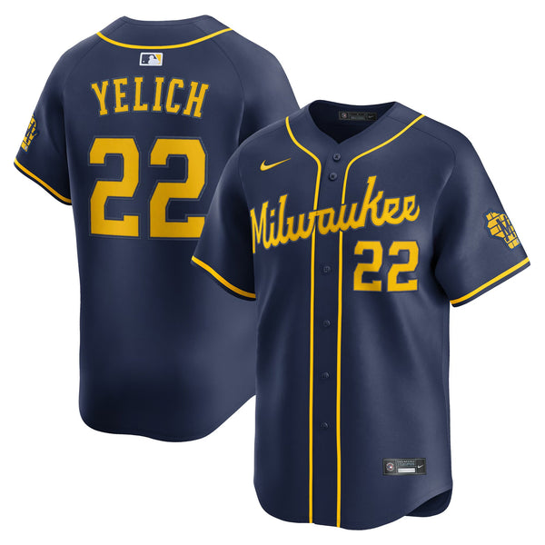Milwaukee Brewers Christian Yelich Navy Alternate Limited Jersey