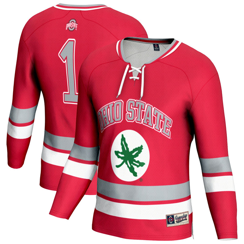 Ohio State Buckeyes Hockey Jersey, Scarlet Fashion Lightweight Sportswear Jersey Shirt, Long Sleeve Hockey Sweater Jersey, Casual Gift for Men