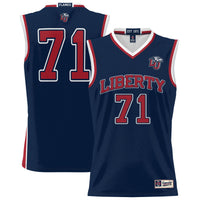Liberty Flames Basketball Jersey, Navy Lightweight Sportswear Jersey Shirt, Sleeveless Athletic Tank Jersey, Casual Gift for Men