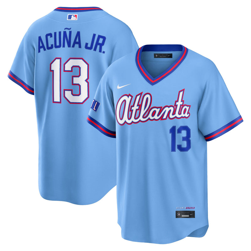 Ronald Acuña Jr. Atlanta Braves Baseball Jersey, Blue Sportswear Jersey Shirt, Lightweight Breathable Athletic Jersey, Casual Gift for Men