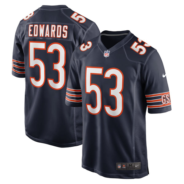 Chicago Bears TJ Edwards Navy Game Player Jersey