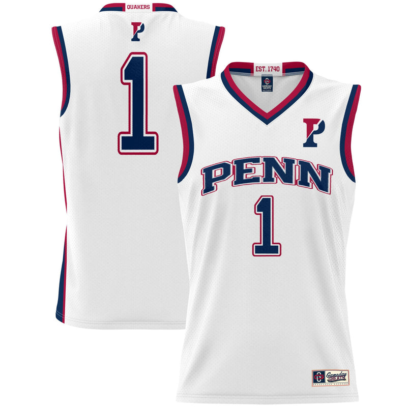 Pennsylvania Quakers Basketball Jersey, White Lightweight Sportswear Jersey Shirt, Sleeveless Athletic Tank Jersey, Casual Gift for Men