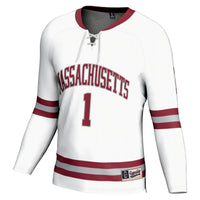UMass Minutemen Hockey Jersey, White Fashion Sportswear Jersey Shirt, Long Sleeve Hockey Sweater Jersey, Casual Gift for Men