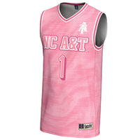 North Carolina A&T Aggies Basketball Jersey, Pink Lightweight Sportswear Jersey Shirt, Sleeveless Athletic Tank Jersey, Casual Gift for Men